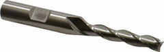 Cleveland - 1/4", 1-1/4" LOC, 3/8" Shank Diam, 3-1/16" OAL, 3 Flute, High Speed Steel Square End Mill - Single End, Uncoated, Spiral Flute, 30° Helix, Centercutting, Right Hand Cut, Right Hand Flute, Series HG-3 - Benchmark Tooling