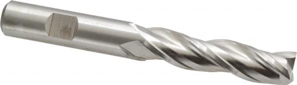 Cleveland - 1/2", 2" LOC, 1/2" Shank Diam, 4" OAL, 3 Flute, High Speed Steel Square End Mill - Single End, Uncoated, Spiral Flute, 30° Helix, Centercutting, Right Hand Cut, Right Hand Flute, Series HG-3 - Benchmark Tooling