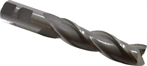 Cleveland - 7/8", 3-1/2" LOC, 7/8" Shank Diam, 5-3/4" OAL, 3 Flute, High Speed Steel Square End Mill - Single End, Uncoated, Spiral Flute, 30° Helix, Centercutting, Right Hand Cut, Right Hand Flute, Series HG-3 - Benchmark Tooling