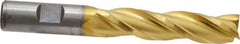 Cleveland - 5/8", 2-1/2" LOC, 5/8" Shank Diam, 4-5/8" OAL, 3 Flute, High Speed Steel Square End Mill - Single End, TiN Finish, Spiral Flute, 30° Helix, Centercutting, Right Hand Cut, Right Hand Flute, Series HG-3 - Benchmark Tooling