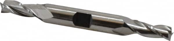 Cleveland - 9/32", 11/16" LOC, 3/8" Shank Diam, 3-3/8" OAL, 3 Flute, High Speed Steel Square End Mill - Double End, Uncoated, Spiral Flute, 30° Helix, Centercutting, Right Hand Cut, Right Hand Flute, Series HD-3 - Benchmark Tooling