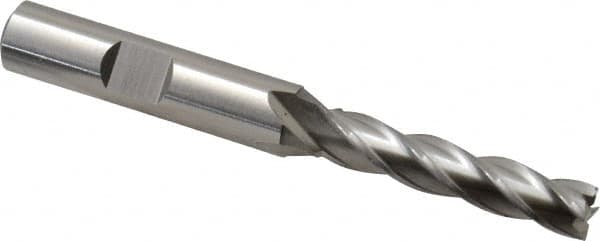 Cleveland - 9/32", 1-3/8" LOC, 3/8" Shank Diam, 3-1/8" OAL, 4 Flute, High Speed Steel Square End Mill - Single End, Uncoated, Spiral Flute, 30° Helix, Centercutting, Right Hand Cut, Right Hand Flute, Series HG-4C - Benchmark Tooling