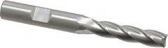 Cleveland - 5/16", 1-3/8" LOC, 3/8" Shank Diam, 3-1/8" OAL, 4 Flute, High Speed Steel Square End Mill - Single End, Uncoated, Spiral Flute, 30° Helix, Centercutting, Right Hand Cut, Right Hand Flute, Series HG-4C - Benchmark Tooling