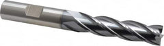 Cleveland - 1/2", 2" LOC, 1/2" Shank Diam, 4" OAL, 4 Flute, High Speed Steel Square End Mill - Single End, TiCN Finish, Spiral Flute, 30° Helix, Centercutting, Right Hand Cut, Right Hand Flute, Series HG-4C - Benchmark Tooling