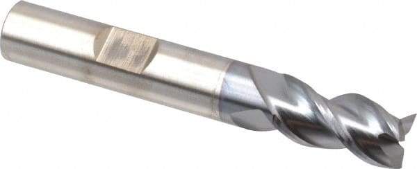 Cleveland - 3/8", 3/4" LOC, 3/8" Shank Diam, 2-1/2" OAL, 3 Flute, Powdered Metal Square End Mill - Single End, TiCN Finish, Spiral Flute, 42° Helix, Centercutting, Right Hand Cut, Right Hand Flute, Series PM-539R - Benchmark Tooling