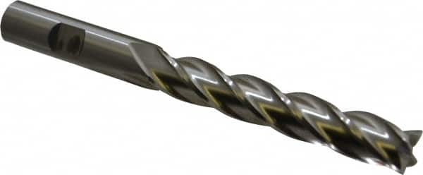 Cleveland - 1/2", 50.8mm LOC, 1/2" Shank Diam, 5" OAL, 4 Flute, High Speed Steel Square End Mill - Single End, Uncoated, Spiral Flute, 30° Helix, Centercutting, Right Hand Cut, Right Hand Flute, Series HG-4C - Benchmark Tooling