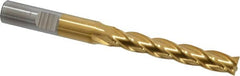 Cleveland - 5/16", 2" LOC, 3/8" Shank Diam, 3-1/4" OAL, 4 Flute, High Speed Steel Square End Mill - Single End, TiN Finish, Spiral Flute, 30° Helix, Centercutting, Right Hand Cut, Right Hand Flute, Series HG-4C - Benchmark Tooling