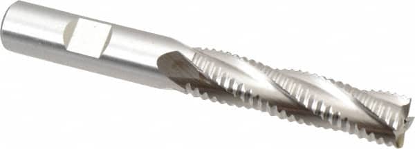 Cleveland - 1/2" Diam, Coarse Pitch, 2" LOC, 4 Flute Powdered Metal Roughing Square End Mill - Uncoated, 4" OAL, 1/2" Shank Diam, Single End, 30° Helix - Benchmark Tooling