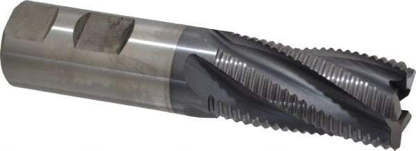 Cleveland - 1" Diam, Coarse Pitch, 2" LOC, 5 Flute Powdered Metal Roughing Square End Mill - TiCN Finish, 4-1/2" OAL, 1" Shank Diam, Single End, 30° Helix - Benchmark Tooling