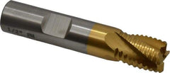 Cleveland - 1/2" Diam, Coarse Pitch, 1/2" LOC, 4 Flute Powdered Metal Roughing Square End Mill - TiN Finish, 2-1/2" OAL, 1/2" Shank Diam, Single End, 30° Helix - Benchmark Tooling