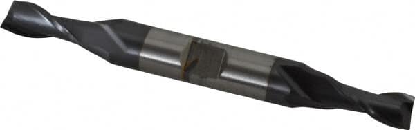 Cleveland - 9/32", 9/16" LOC, 3/8" Shank Diam, 3-3/8" OAL, 2 Flute, Cobalt Square End Mill - Double End, TiCN Finish, Spiral Flute, 30° Helix, Centercutting, Right Hand Cut, Right Hand Flute, Series HDC-2 - Benchmark Tooling