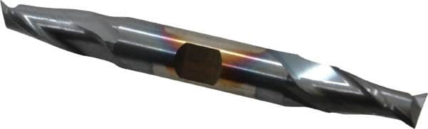 Cleveland - 7/16", 13/16" LOC, 1/2" Shank Diam, 4-1/8" OAL, 2 Flute, Cobalt Square End Mill - Double End, TiCN Finish, Spiral Flute, 30° Helix, Centercutting, Right Hand Cut, Right Hand Flute, Series HDC-2 - Benchmark Tooling