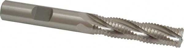 Cleveland - 3/8" Diam, Coarse Pitch, 1-1/2" LOC, 4 Flute Powdered Metal Roughing Square End Mill - Uncoated, 3-1/4" OAL, 3/8" Shank Diam, Single End, 30° Helix - Benchmark Tooling