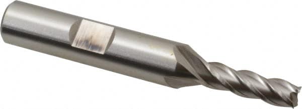 Cleveland - 7/32", 5/8" LOC, 3/8" Shank Diam, 2-7/16" OAL, 4 Flute, Powdered Metal Square End Mill - Single End, Uncoated, Spiral Flute, 37° Helix, Centercutting, Right Hand Cut, Right Hand Flute, Series PM-4 - Benchmark Tooling