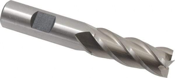 Cleveland - 5/8", 1-5/8" LOC, 5/8" Shank Diam, 3-3/4" OAL, 4 Flute, Powdered Metal Square End Mill - Single End, Uncoated, Spiral Flute, 37° Helix, Centercutting, Right Hand Cut, Right Hand Flute, Series PM-4 - Benchmark Tooling