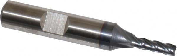 Cleveland - 5/32", 1/2" LOC, 3/8" Shank Diam, 2-3/8" OAL, 4 Flute, Powdered Metal Square End Mill - Single End, TiCN Finish, Spiral Flute, 37° Helix, Centercutting, Right Hand Cut, Right Hand Flute, Series PM-4 - Benchmark Tooling