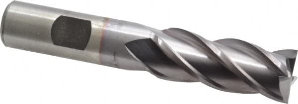 Cleveland - 11/16", 1-5/8" LOC, 5/8" Shank Diam, 3-3/4" OAL, 4 Flute, Powdered Metal Square End Mill - Single End, TiCN Finish, Spiral Flute, 37° Helix, Centercutting, Right Hand Cut, Right Hand Flute, Series PM-4 - Benchmark Tooling