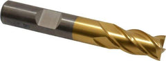 Cleveland - 3/8", 3/4" LOC, 3/8" Shank Diam, 2-1/2" OAL, 4 Flute, Powdered Metal Square End Mill - Single End, TiN Finish, Spiral Flute, 37° Helix, Centercutting, Right Hand Cut, Right Hand Flute, Series PM-4 - Benchmark Tooling