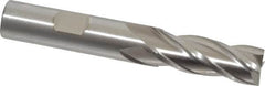 Cleveland - 31/64", 1-1/4" LOC, 1/2" Shank Diam, 3-1/4" OAL, 4 Flute, Cobalt Square End Mill - Single End, Uncoated, Spiral Flute, 30° Helix, Centercutting, Right Hand Cut, Right Hand Flute, Series HGC-4C - Benchmark Tooling
