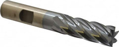 Cleveland - 1/2", 1-1/4" LOC, 1/2" Shank Diam, 3-1/4" OAL, 6 Flute, Cobalt Square End Mill - Single End, TiCN Finish, Spiral Flute, 30° Helix, Centercutting, Right Hand Cut, Right Hand Flute, Series HGC-4C - Benchmark Tooling