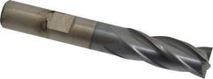 Cleveland - 13/32", 1" LOC, 3/8" Shank Diam, 2-11/16" OAL, 4 Flute, Cobalt Square End Mill - Single End, TiCN Finish, Spiral Flute, 30° Helix, Centercutting, Right Hand Cut, Right Hand Flute, Series HGC-4C - Benchmark Tooling