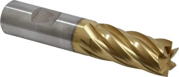 Cleveland - 3/4", 1-5/8" LOC, 3/4" Shank Diam, 3-7/8" OAL, 6 Flute, Cobalt Square End Mill - Single End, TiN Finish, Spiral Flute, 30° Helix, Centercutting, Right Hand Cut, Right Hand Flute, Series HGC-4C - Benchmark Tooling