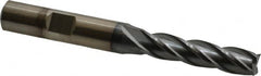 Cleveland - 5/16", 1-3/8" LOC, 3/8" Shank Diam, 3-1/8" OAL, 4 Flute, Cobalt Square End Mill - Single End, TiCN Finish, Spiral Flute, 30° Helix, Centercutting, Right Hand Cut, Right Hand Flute, Series HGC-4C - Benchmark Tooling