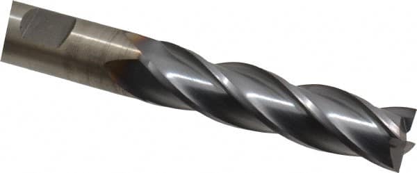 Cleveland - 5/8", 2-1/2" LOC, 5/8" Shank Diam, 4-5/8" OAL, 4 Flute, Cobalt Square End Mill - Single End, TiCN Finish, Spiral Flute, 30° Helix, Centercutting, Right Hand Cut, Right Hand Flute, Series HGC-4C - Benchmark Tooling