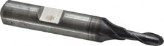 Cleveland - 3/16" Diam, 1/2" LOC, 2 Flute Cobalt Ball End Mill - TiCN Finish, Single End, 2-3/8" OAL, 3/8" Shank Diam, Spiral Flute - Benchmark Tooling