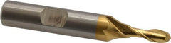 Cleveland - 3/16" Diam, 1/2" LOC, 2 Flute Cobalt Ball End Mill - TiN Finish, Single End, 2-3/8" OAL, 3/8" Shank Diam, Spiral Flute - Benchmark Tooling