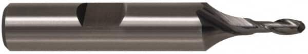 Cleveland - 5/8" Diam, 1-3/8" LOC, 2 Flute Cobalt Ball End Mill - TiN Finish, Single End, 3-3/4" OAL, 5/8" Shank Diam, Spiral Flute - Benchmark Tooling