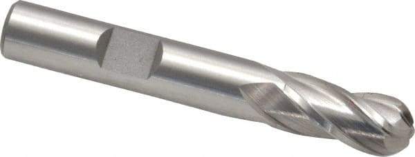 Cleveland - 3/8" Diam, 3/4" LOC, 4 Flute Cobalt Ball End Mill - Uncoated, Single End, 2-1/2" OAL, 3/8" Shank Diam, Spiral Flute - Benchmark Tooling