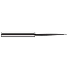 Ball End Mill: 0.125″ Dia, 0.188″ LOC, 4 Flute, Solid Carbide 4″ OAL, 1/4″ Shank Dia, 30 ° Helix, Uncoated, Single End