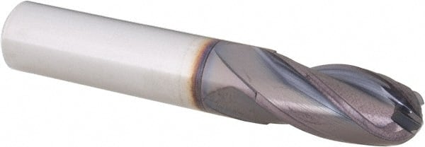 Guhring - 1/2" Diam, 1" LOC, 4 Flute Solid Carbide Ball End Mill - Benchmark Tooling