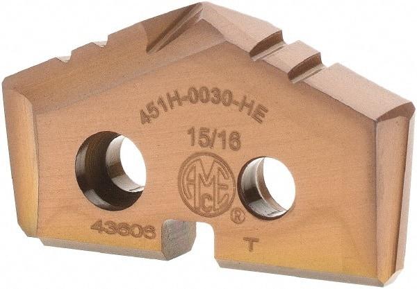 Allied Machine and Engineering - 15/16" Diam x 5/32" Thick, Seat Code 1, 132° Included Angle Spade Drill Insert - AM200 Coated, Cobalt, Grade Super Cobalt, Series GEN2 T-A - Benchmark Tooling