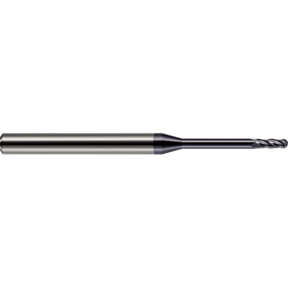 Harvey Tool - Ball End Mills; Mill Diameter (mm): 0.80 ; Mill Diameter (Inch): 1/32 ; Mill Diameter (Decimal Inch): 0.0310 ; Number of Flutes: 4 ; Length of Cut (Inch): 3/32 ; Length of Cut (Decimal Inch): 0.0930 - Exact Industrial Supply