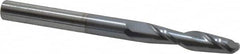 OSG - 1/4" Diam, 1-1/8" LOC, 2 Flute Solid Carbide Ball End Mill - TiCN Finish, Single End, 3" OAL, 1/4" Shank Diam, Spiral Flute - Benchmark Tooling