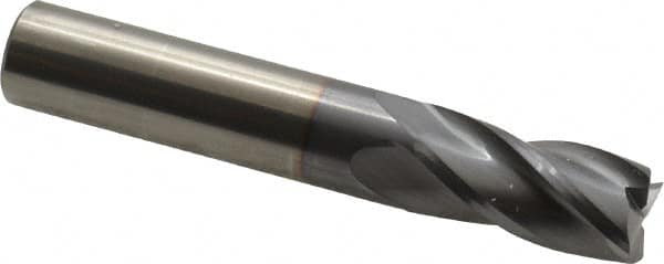 OSG - 1/2", 1" LOC, 1/2" Shank Diam, 3" OAL, 4 Flute, Solid Carbide Square End Mill - Single End, TiCN Finish, Spiral Flute, 30° Helix, Centercutting, Right Hand Cut, Right Hand Flute, Series 404 - Benchmark Tooling
