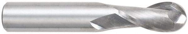 OSG - 5/16" Diam, 13/16" LOC, 2 Flute Solid Carbide Ball End Mill - TiCN Finish, Single End, 2-1/2" OAL, 5/16" Shank Diam, Spiral Flute - Benchmark Tooling