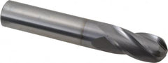 OSG - 1/2" Diam, 1" LOC, 4 Flute Solid Carbide Ball End Mill - TiCN Finish, Single End, 3" OAL, 1/2" Shank Diam, Spiral Flute - Benchmark Tooling