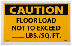 NMC - Accident Prevention Label, Header: CAUTION - Legend: Caution - Floor Load Not to Exceed _____ lbs/Sq. Ft, English, Black & Yellow, 5" Long x 3" High, Sign Muscle Finish - Benchmark Tooling