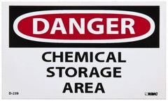 NMC - Hazardous Materials Label, Header: DANGER - Legend: Danger - Chemical Storage Area, English, Red, Black & White, 5" Long x 3" High, Sign Muscle Finish - Benchmark Tooling
