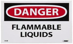 NMC - Hazardous Materials Label, Header: DANGER - Legend: Danger - Flammable Liquids, English, Red, Black & White, 5" Long x 3" High, Sign Muscle Finish - Benchmark Tooling