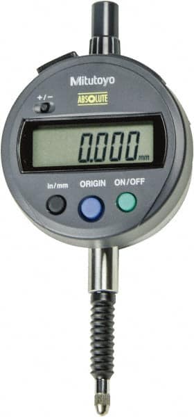 Mitutoyo - 0 to 12.7mm Range, 0.00005" Graduation, Electronic Drop Indicator - Lug Back, Accurate to 0.0001", English & Metric System, LCD Display - Benchmark Tooling