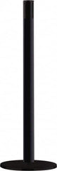 Tensator - 38" High, 2-1/2" Pole Diam, Tensabarrier Post - 14" Base Diam, Round Heavy Gauge Steel Base, Black Steel Post, Tape, Single Line Tape - Benchmark Tooling