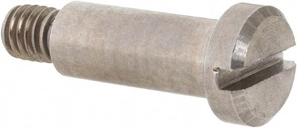 Made in USA - 1/4" Shoulder Diam x 5/8" Shoulder Length, #10-32 UNF, Slotted Shoulder Screw - 300, 18-8 Stainless Steel, Uncoated, 3/8" Head Diam - Benchmark Tooling