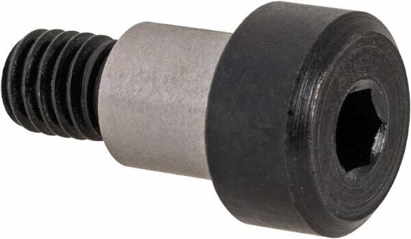 Made in USA - 1/4" Shoulder Diam x 1/4" Shoulder Length, #10-32 UNF, Hex Socket Precision Shoulder Screw - 4140 Alloy Steel, Black Oxide Finish, 3/16" Head Height x 3/8" Head Diam - Benchmark Tooling