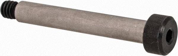 Made in USA - 3/16" Shoulder Diam x 1-1/4" Shoulder Length, #8-32 UNC, Hex Socket Precision Shoulder Screw - 4140 Alloy Steel, Black Oxide Finish, 5/32" Head Height x 5/16" Head Diam - Benchmark Tooling