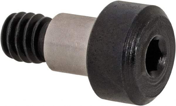 Made in USA - 3/16" Shoulder Diam x 3/16" Shoulder Length, #8-32 UNC, Hex Socket Precision Shoulder Screw - 4140 Alloy Steel, Black Oxide Finish, 5/32" Head Height x 5/16" Head Diam - Benchmark Tooling