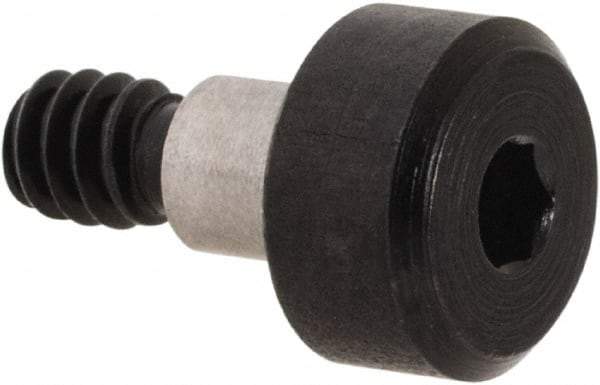 Made in USA - 1/8" Shoulder Diam x 1/8" Shoulder Length, #4-40 UNC, Hex Socket Precision Shoulder Screw - 4140 Alloy Steel, Black Oxide Finish, 1/8" Head Height x 1/4" Head Diam - Benchmark Tooling